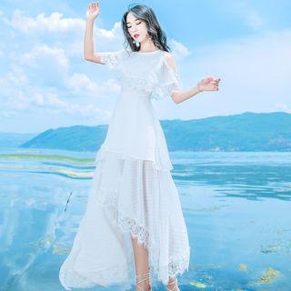 Short-sleeve Panel Maxi Sun Dress