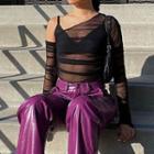 Mesh One Shoulder See Through Top