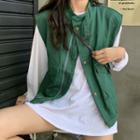 Long-sleeve Oversized T-shirt / Zip Cargo Vest