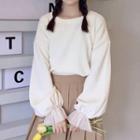 Ruffle Trim Pullover Almond - One Size