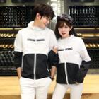 Couple Matching Contrast Panel Hooded Jacket