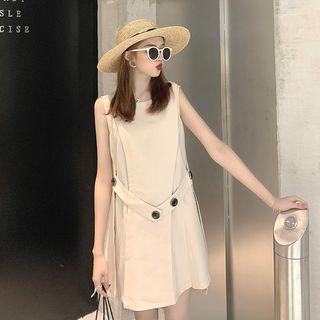 Plain Loose-fit A-line Sleeveless Top As Figure - One Size