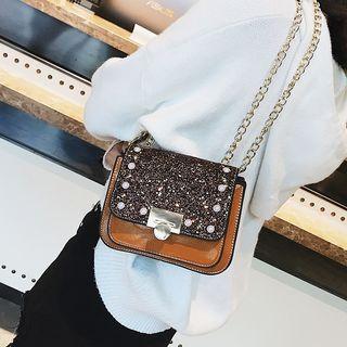 Faux Pearl Sequined Crossbody Bag