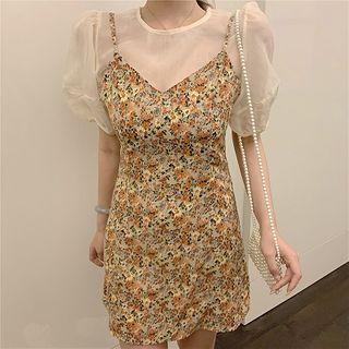 Puff-sleeve Top / Floral Sleeveless Dress