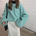 Drop Shoulder Puff-sleeve Oversized Pullover