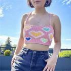 Heart Pattern Cropped Camisole Top