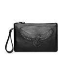 Faux Leather Falcon Embossed Clutch Black - One Size