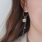 Cz Drop Earring 1 Pair - Gold & White - One Size