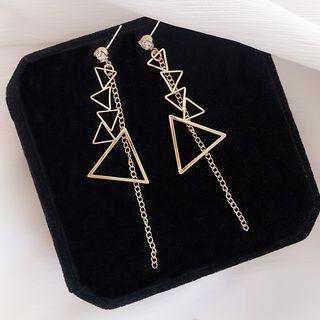 Rhinestone Alloy Triangle Dangle Earring 1 Pair - As Shown In Figure - One Size