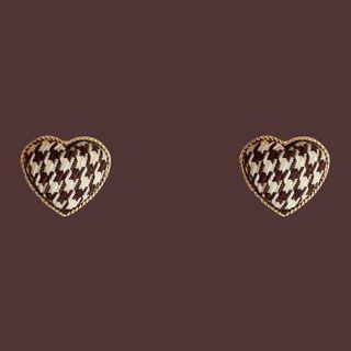 Heart Houndstooth Alloy Earring 1 Pair - Houndstooth - Black & White - One Size