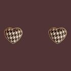 Heart Houndstooth Alloy Earring 1 Pair - Houndstooth - Black & White - One Size