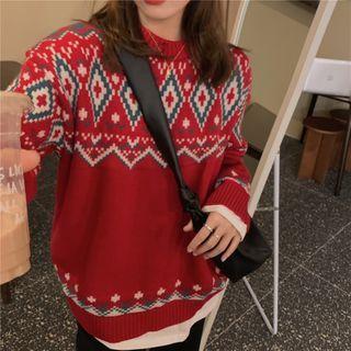 Geometric Print Loose-fit Sweater