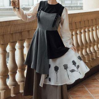 Set: Paneled Overall Dress + Blouse