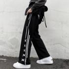 Striped Cross Print Wide-leg Pants