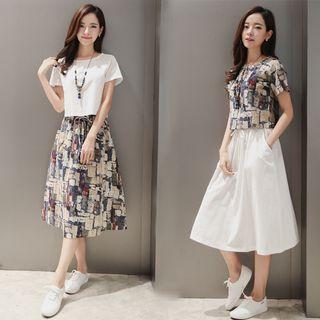 Set: Short Sleeve T-shirt + Midi Skirt