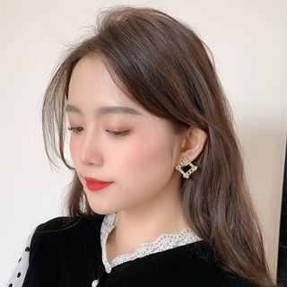 Square Chain Faux Crystal Earring 1 Pair - 925 Silver - Gold - One Size
