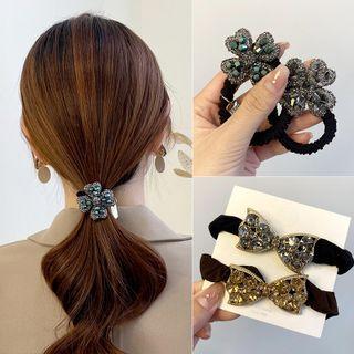 Clover / Bow Rhinestone Hair Tie