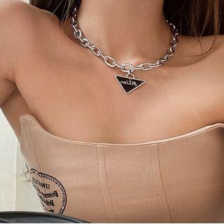 Triangle Glaze Pendant Alloy Choker