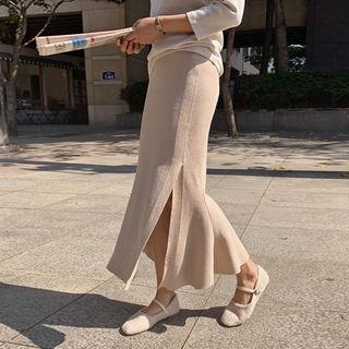 Slit-front Mermaid Knit Skirt