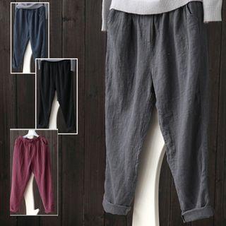 Plain Linen Capri Pants