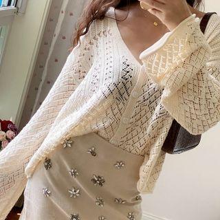 Rhinestone Floral A-line Skirt