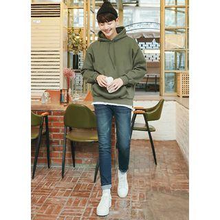 Set: Colored Brushed-fleece Lined Hoodie + Slim-fit Jeans