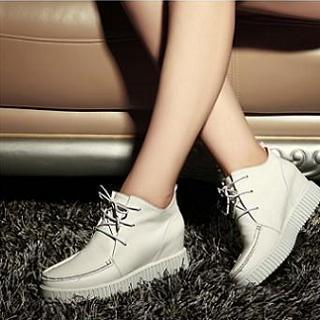 Hidden Wedge Platform Lace-up Shoes