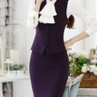 Single Breasted Vest And Fitted Skirt / Dress Pants Set