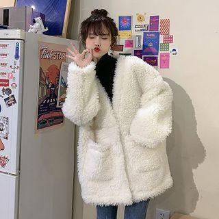 Faux-fur Oversize Button Jacket