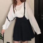Suspender Mini A-line Skirt / Knit Top