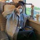 Mock Two-piece Stripe Panel Cardigan