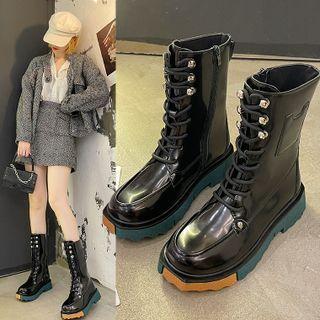 Color Block Platform Short Boots / Mid-calf Boots