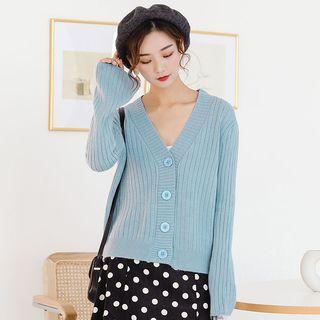 Buttoned Cardigan Grayish Blue - One Size