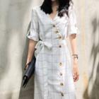 Single-breasted Lace-up Dress