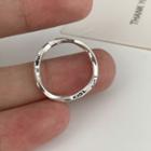 Twisted Lettering Sterling Silver Ring Silver - Size 14