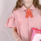 Short-sleeve Dog Embroidered Shirt