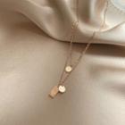 Alloy Pendant Layered Necklace Rose Gold - One Size