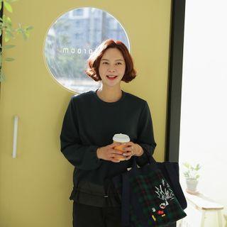Drawcord-hem Two-tone Pullover