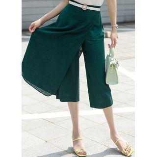 Linen-blend Midi Wrap Culottes