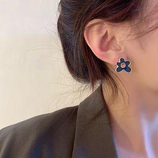 Flower Alloy Earring 1 Pair - Black - One Size