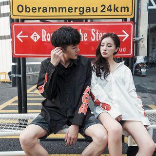 Couple Matching Lettering Long-sleeve Shirt