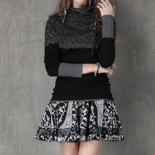 Jacquard Colour Block Knit Top