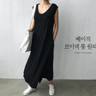 V-neck Long Tank Dress