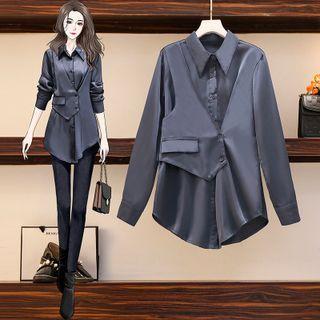 Asymmetrical Mock Two-piece Shirt
