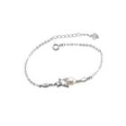 925 Sterling Silver Simple And Fashion Geometric Freshwater Pearl Bracelet With Cubic Zirconia Silver - One Size
