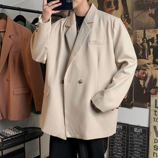 Double Breasted Two Button Plain Blazer