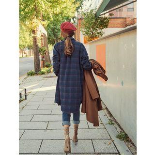 Wool Blend Long Flannel Shirt