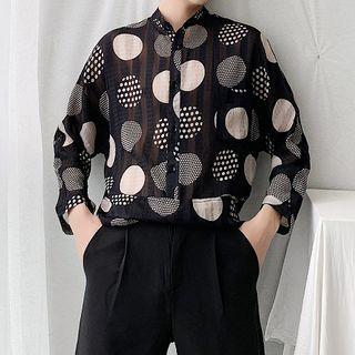 3/4 Sleeve Dotted Print Shirt