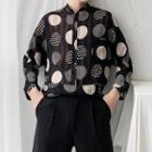 3/4 Sleeve Dotted Print Shirt