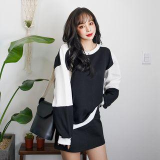 Two-tone Boxy-fit Pullover